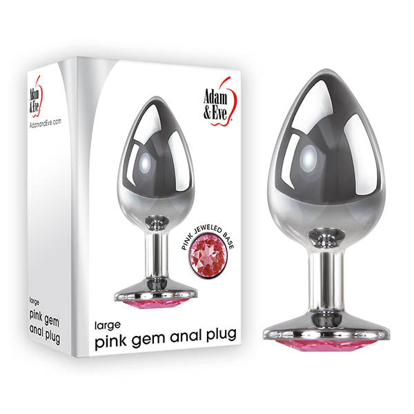 Adam & Eve Pink Gem Anal Plug - Large - Silver Large cm Metal Butt Plug with Pink Gem Adam & Eve